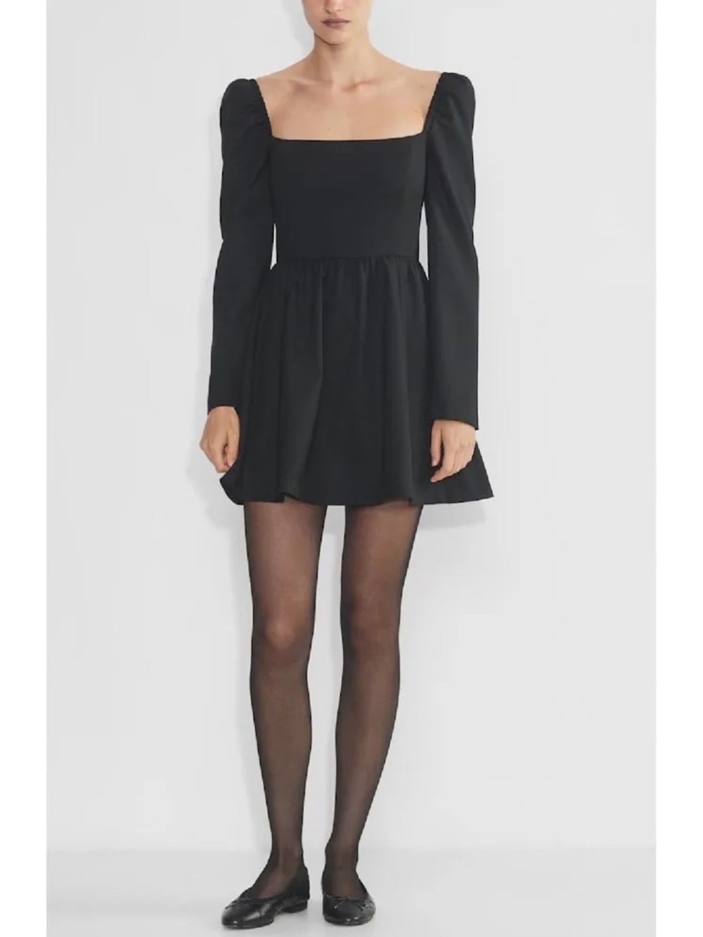 Sunday Best Alexis Black Long Sleeve Dress with Square Neck